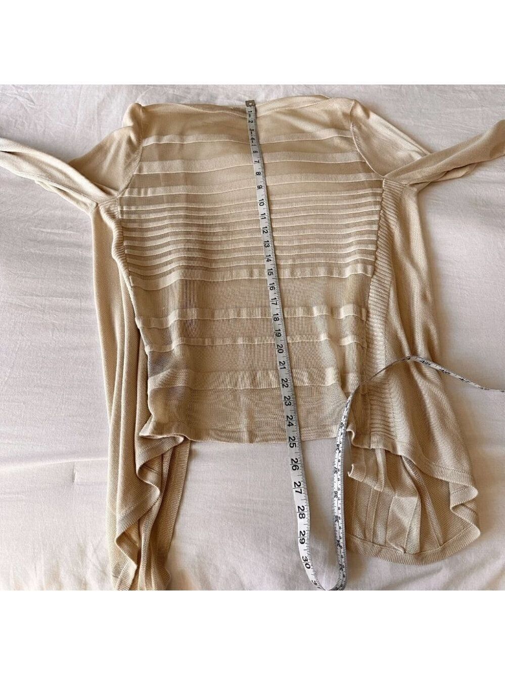 Les Collections Mat Womens Lightweight Open Knit Cardigan Size Medium Beige New - Picture 11 of 11